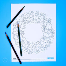 Load image into Gallery viewer, Floral Wreath Coloring Page- Printable