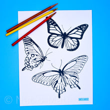 Load image into Gallery viewer, Butterflies Coloring Page- Printable