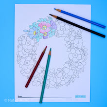 Load image into Gallery viewer, Floral Wreath Coloring Page- Printable