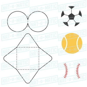 Baseball, Soccer, Tennis Ball Card & Envelope