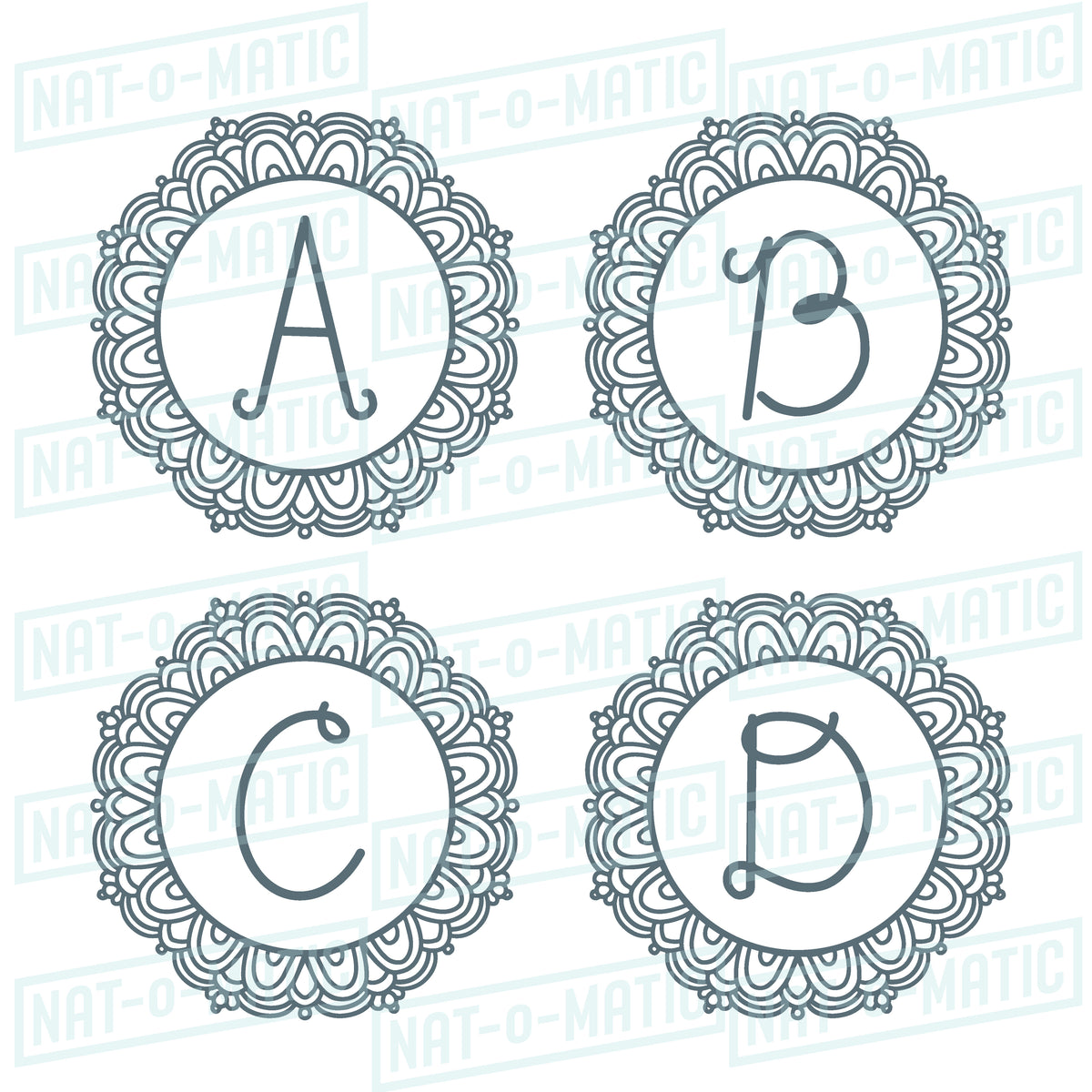 Curly Alphabet Monogram Icons SVG Instant Download – Nat-o-Matic