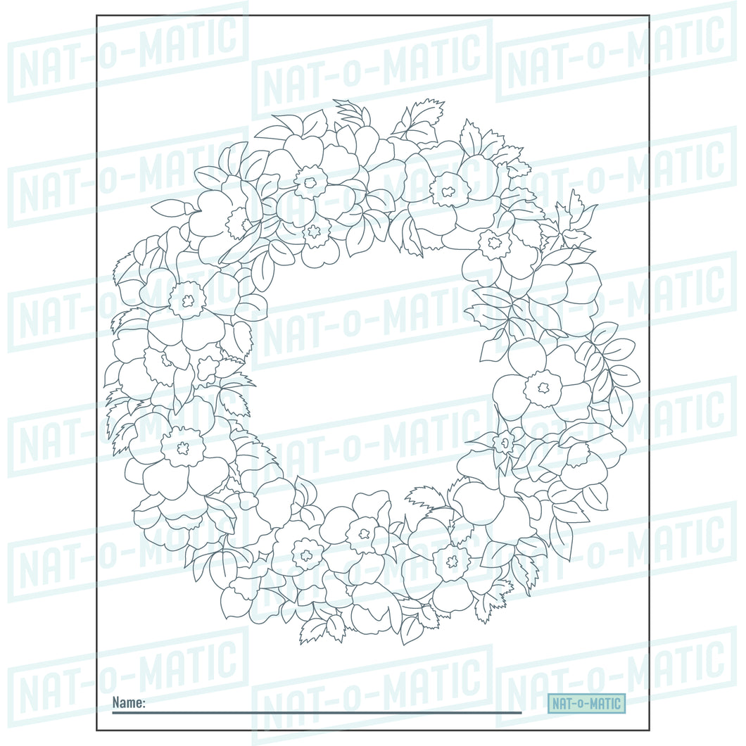 Floral Wreath Coloring Page- Printable