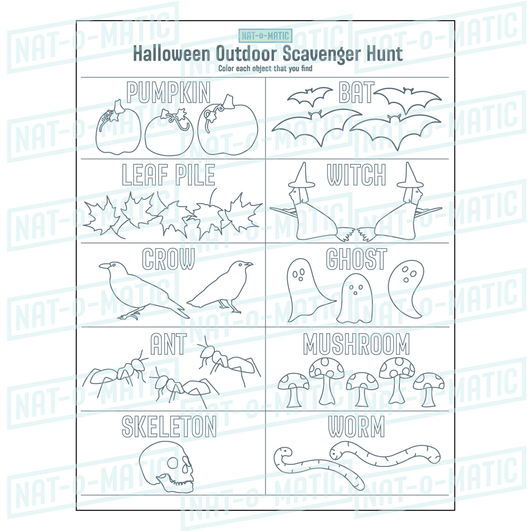 Halloween Scavenger Hunt Coloring Page- Printable