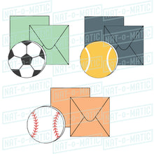 Load image into Gallery viewer, Baseball, Soccer, Tennis Ball Card &amp; Envelope
